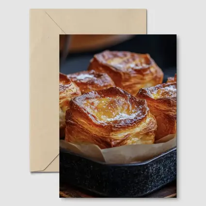 Golden Flaky Pastries In Dark Baking Pan