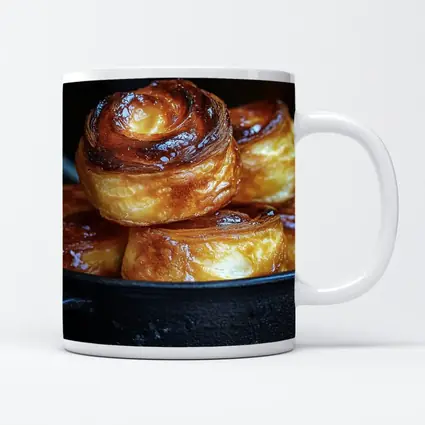 Golden Glazed Pastry Rolls Cast Iron Pan
