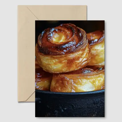 Golden Glazed Pastry Rolls Cast Iron Pan