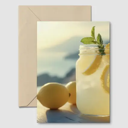 Lemonade Mason Jar Sunny Coastal Setting