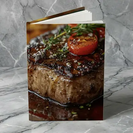Grilled Steak Tomatoes Herbs Wooden Board