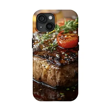 Grilled Steak Tomatoes Herbs Wooden Board