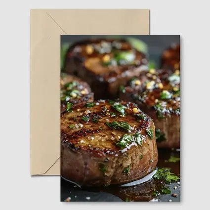 Grilled Filet Mignon Steaks With Herb Garnish