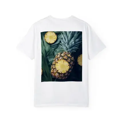 Pineapple Slices On Tropical Palm Leaves