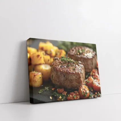 Seared Beef Filet Roasted Potatoes Cherry Tomatoes