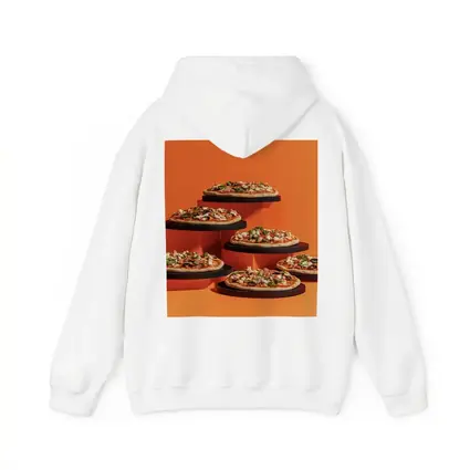 Multiple Pizzas Displayed On Orange Background