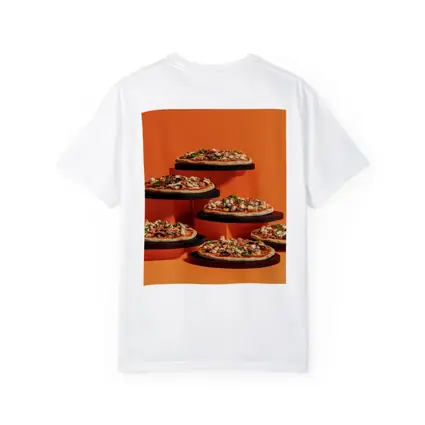 Multiple Pizzas Displayed On Orange Background