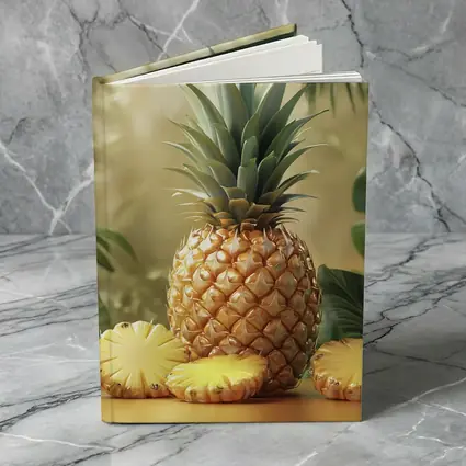 Fresh Pineapple Slices Tropical Green Leaves