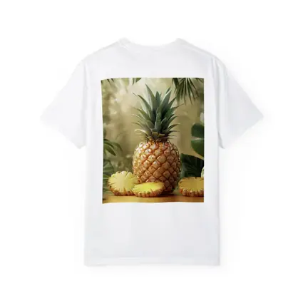 Fresh Pineapple Slices Tropical Green Leaves