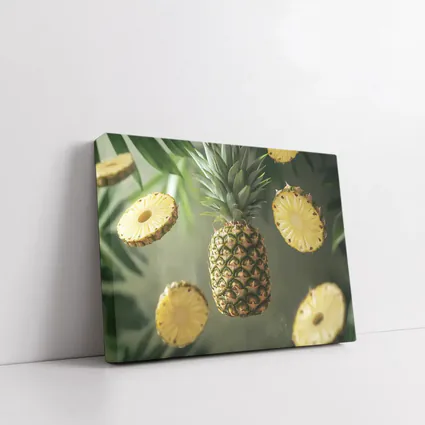 Floating Pineapple Slices Tropical Palm Leaves