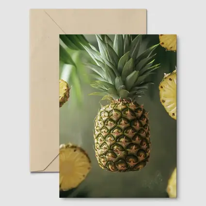Floating Pineapple Slices Tropical Palm Leaves