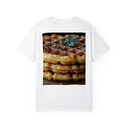 Golden Belgian Waffles Stack With Mint