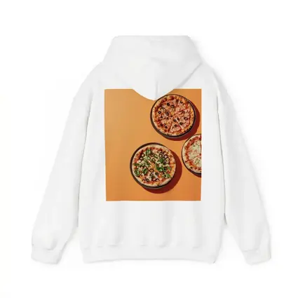 Three Pizzas Flat Lay Orange Background