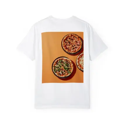 Three Pizzas Flat Lay Orange Background
