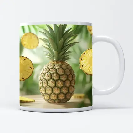 Fresh Pineapple Slices Floating Tropical Green Background