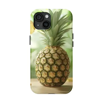 Fresh Pineapple Slices Floating Tropical Green Background