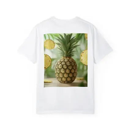 Fresh Pineapple Slices Floating Tropical Green Background