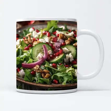 Pomegranate Walnut Feta Green Salad Bowl