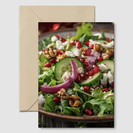Pomegranate Walnut Feta Green Salad Bowl