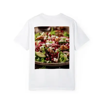Pomegranate Feta Walnut Salad Wooden Table