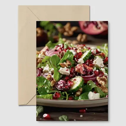Pomegranate Walnut Feta Green Salad Plate
