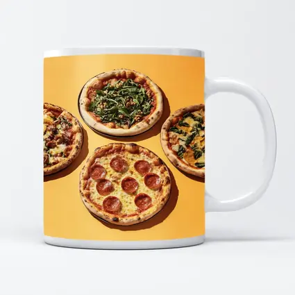 Four Neapolitan Pizzas On Yellow Background