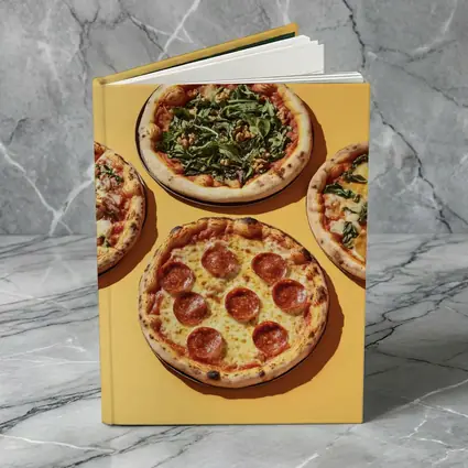 Four Neapolitan Pizzas On Yellow Background