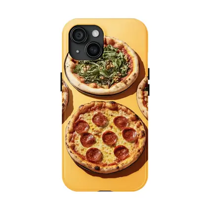 Four Neapolitan Pizzas On Yellow Background