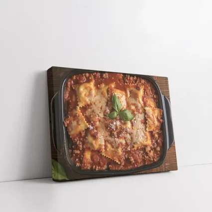 Baked Ravioli Bolognese Dish Fresh Basil