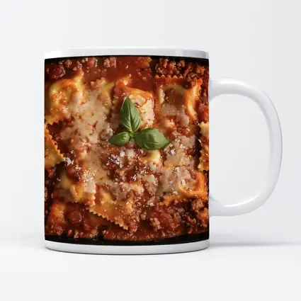 Baked Ravioli Bolognese Dish Fresh Basil