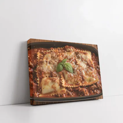 Cheesy Ravioli Bolognese Sauce Rustic Dish