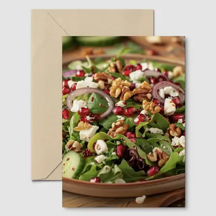 Fresh Pomegranate Walnut Feta Green Salad