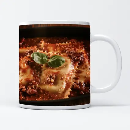 Ravioli Bolognese With Fresh Basil Garnish