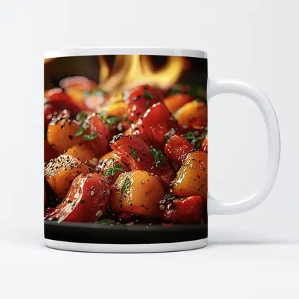 Spicy Glazed Vegetables Sizzling Over Open Flame