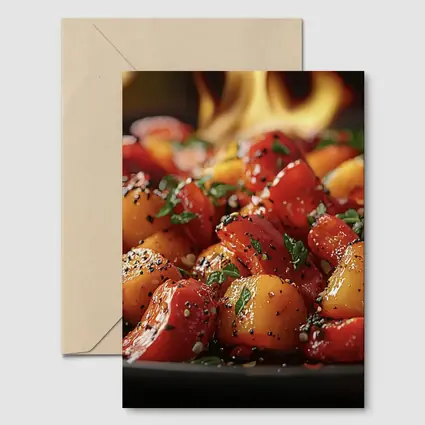 Spicy Glazed Vegetables Sizzling Over Open Flame