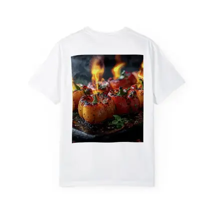 Flaming Stuffed Mini Peppers On Dark Tray