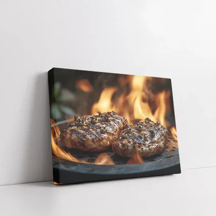 Grilled Burger Patties Over Open Flame
