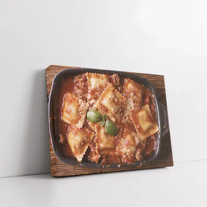 Ravioli Bolognese Baked Pasta Dish Wooden Table