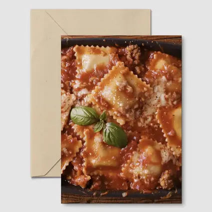 Ravioli Bolognese Baked Pasta Dish Wooden Table