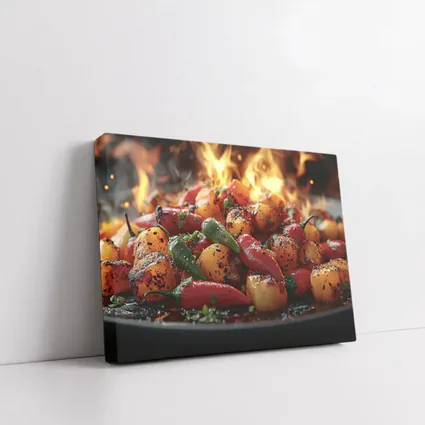 Spicy Chili Peppers Roasted Over Open Flames