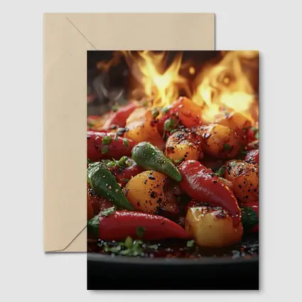Spicy Chili Peppers Roasted Over Open Flames