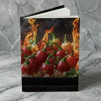 Flaming Red Peppers On Dark Background