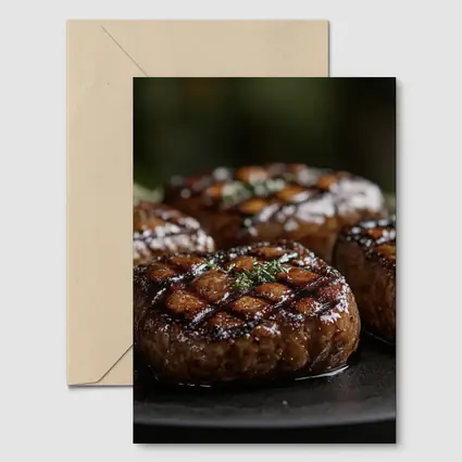 Grilled Burger Patties Open Flame Dark Background