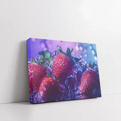 Fresh Red Strawberries Purple Bokeh Background