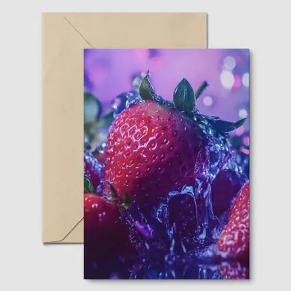 Fresh Red Strawberries Purple Bokeh Background
