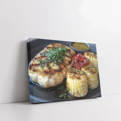 Grilled Fish Corn Tomato Salsa Dark Plate