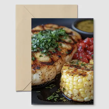Grilled Fish Corn Tomato Salsa Dark Plate