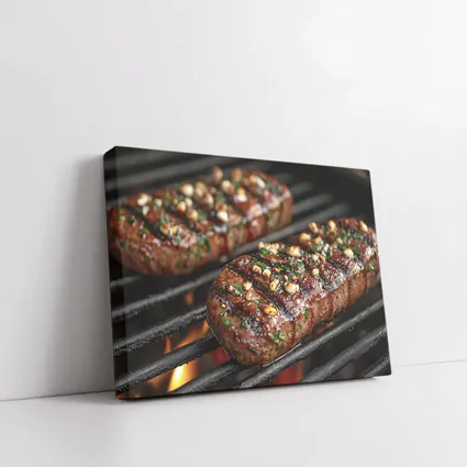 Grilled Steaks Over Open Flame Grill