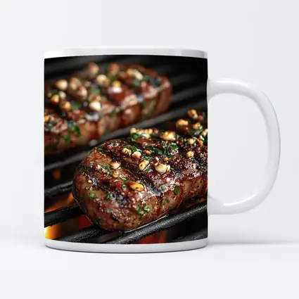 Grilled Steaks Over Open Flame Grill