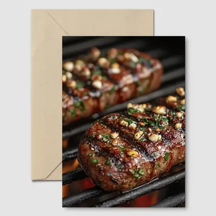 Grilled Steaks Over Open Flame Grill